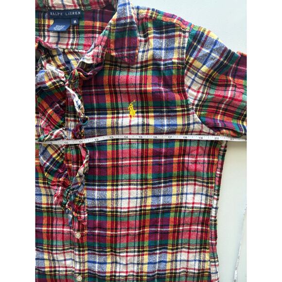 Ralph Lauren Christmas plaid ruffle button down nightgown nightie tunic preppy - Picture 4 of 7